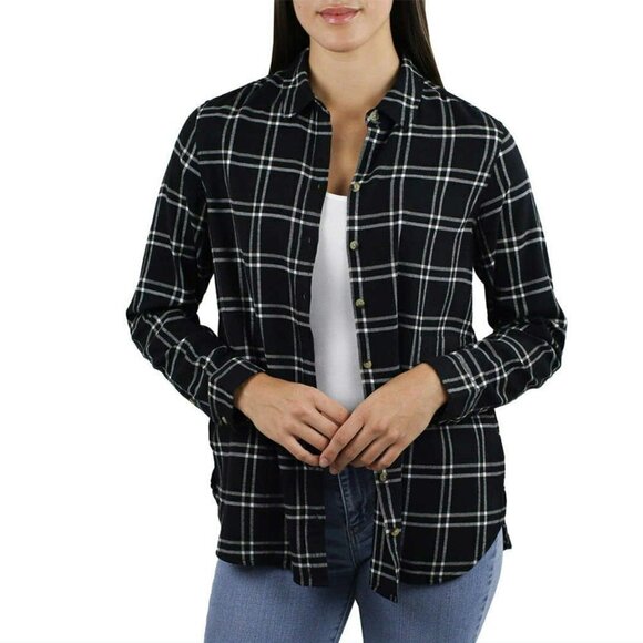 NWT Jachs Girlfriend Women's' Super Soft Flannel Side Pockets Button Front Shirt - Picture 1 of 7
